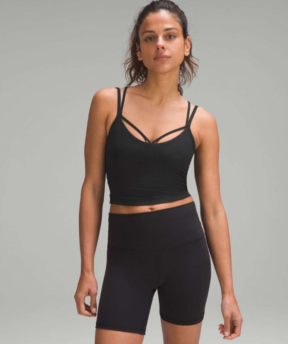 Lululemon Align Strappy Ribbed Tank Top Women's Size 4 Black Cropped Scoop Neck